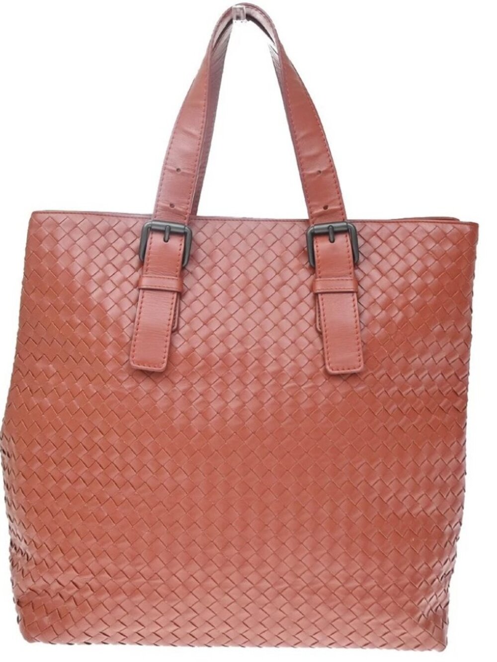 BOTTEGA VENETA Logo Intrecciato Shoulder Tote Hand Bag Leather Red Italy